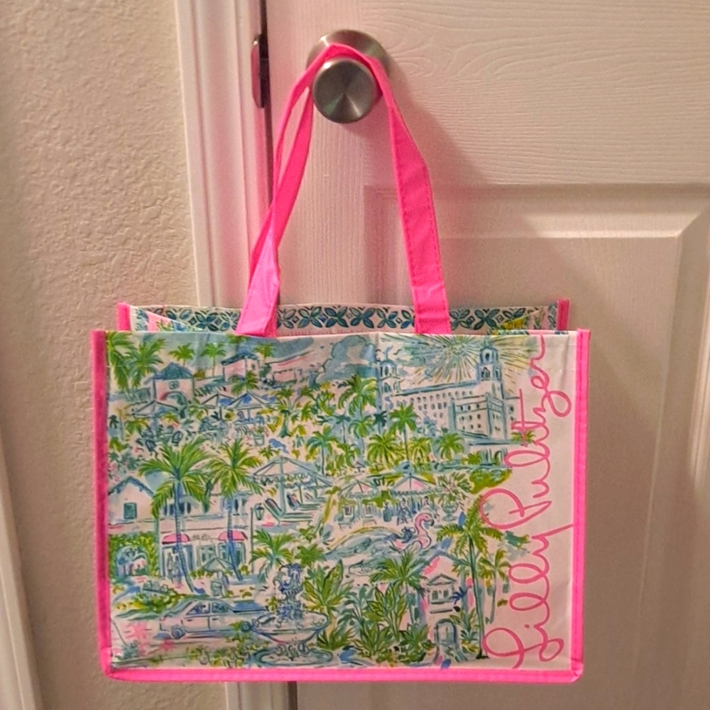 New Lilly Pulitzer Reusable Shopping Bag Tote Bag Flamingo